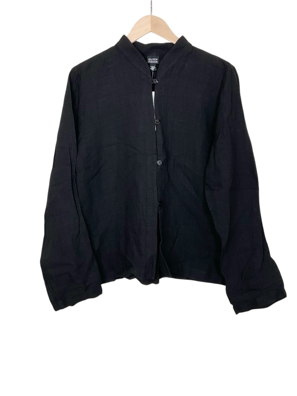 Eileen Fisher Black Linen Mandarin Jacket Size Medium - Picture 5 of 5